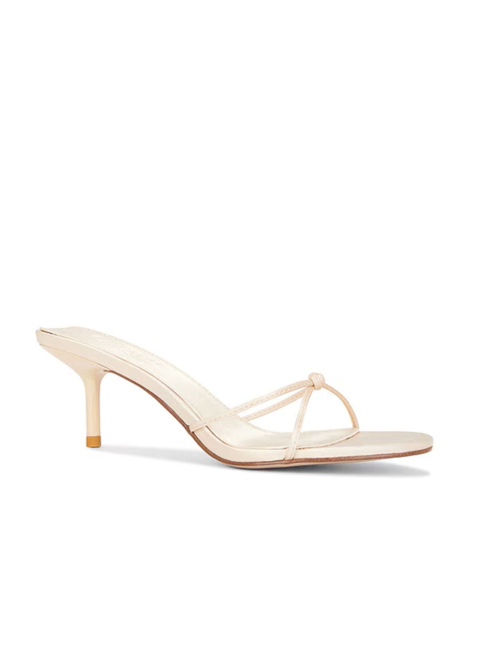 Femme LA Maeve Slippers shoes Champagne Cream Knot-Strap heels Revolve 9